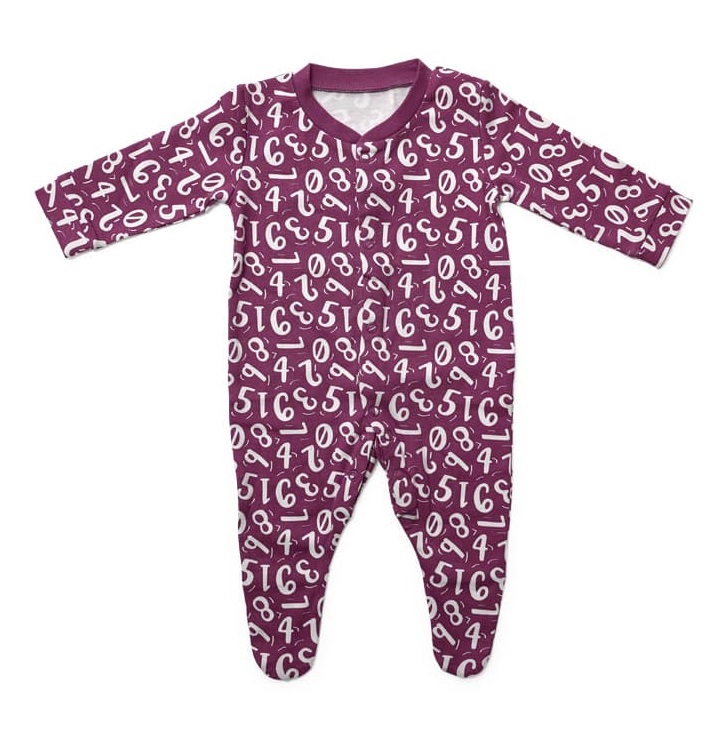 Raspberry coloured long-sleeved sleep suit from the Baby Box